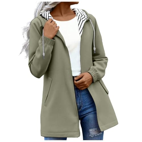 Women's Rain Jacket Lightweight Hooded Long Rain Coat Full Zipper Waterproof Jacket Ladies Packable Functional Jacket Windbreaker Breathable Active Outdoor Coats