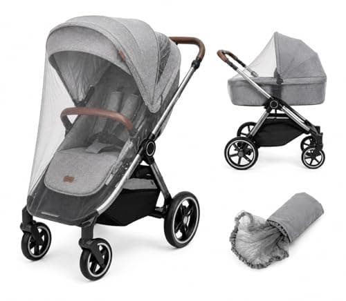 Zamboo Universal Mosquito Net for Pushchair, Pram, Buggy, Carrycot and Travel Cot | Washable and Durable Fine Mesh Insect Protection Netting - Grey