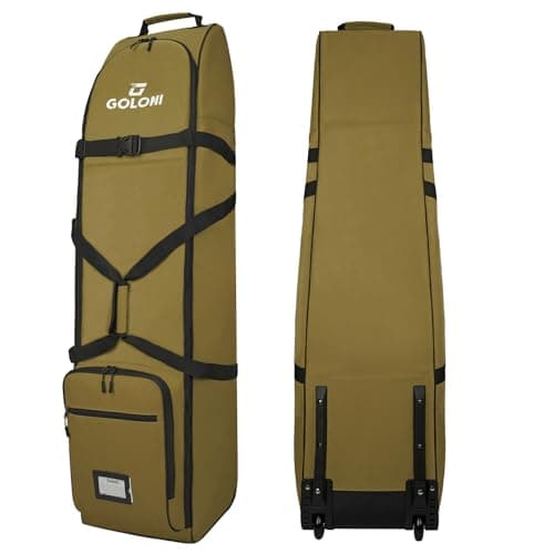 Heavy Duty Oxford Wear-Resistant Soft-Sided Golf Club Flight Bag with Wheels,Khaki