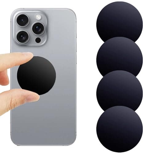 Hao Zhu Phone Magnet for Car, 4-Pack Ultra-Thin 4cm Round Metal Plates