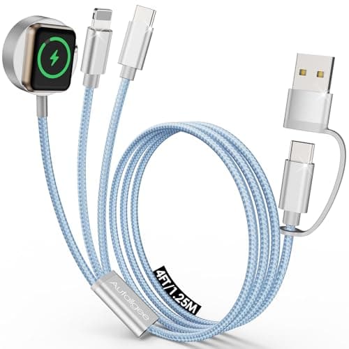 Travel Essentials for Apple Watch Charger 3 in 2 Multi Charger Cord-Blue