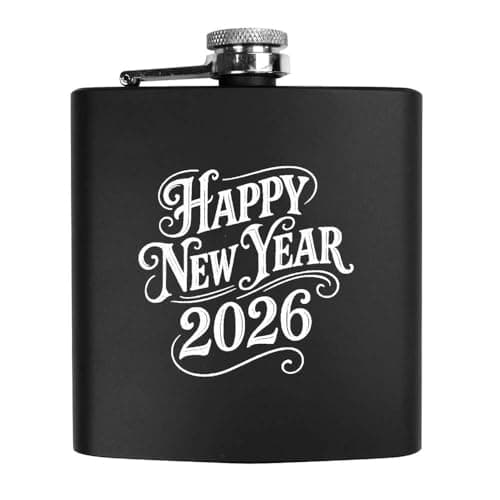 Azeeda 'Happy New Year 2026' Pocket Hip Flask - 6oz (HP00041913)