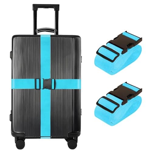 2 Pcs Luggage Straps Suitcase Straps Personalised Adjustable Case Strap for Suitcase, Luggage Belt with Quick Release Buckle, Travelling Luggage Accessories (blue)