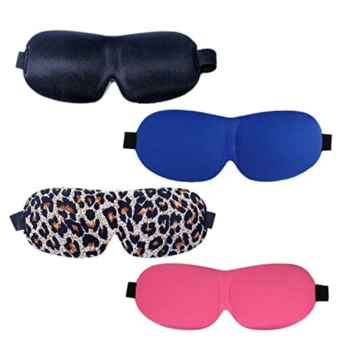 VIKSAUN 4 Pack Blackout Sleep & Eye Mask 3D Contoured Design for Deep Sleeping Sleeping Mask for Travel Nap Yoga Straps for Comfort & Adjustability, Eye Cover for Sleeping Unisex (4 Pack)