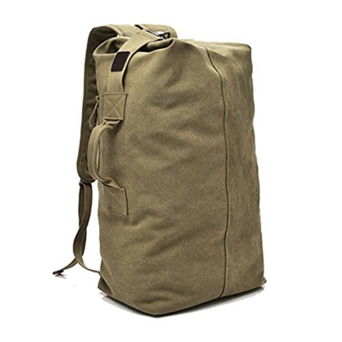 DETECH Large Capacity Travel Climbing Bag Tactical Military Duffel Bag Top Load Double Strap Canvas Backpack