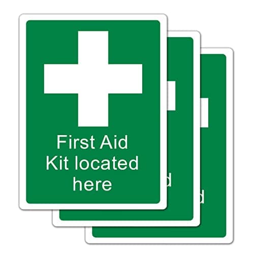 stick4safety First Aid Kit Signs, Vinyl, 15 x 20 cm, Pack of 3