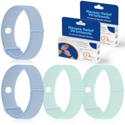 2 Pair Nylon Travel Sickness Bands for Motion & Morning Sickness Adult Kid