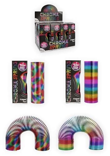HENBRANDT 2 x Chroma Spring Fidget Toys - Rainbow Coil Sensory Fidgets Stress Relief Twist Coils for Children Adults Party Favours Stocking Fillers