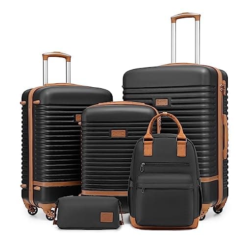 COOLIFE Suitcase Set, 5 Piece Luggage Sets with Travel Backpack & Wash Bag