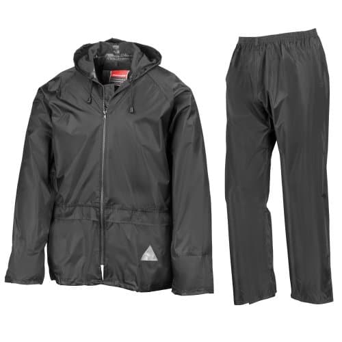 Result Mens Heavyweight Waterproof Rain Suit (Jacket & Trouser Suit) (2XL) (Black)