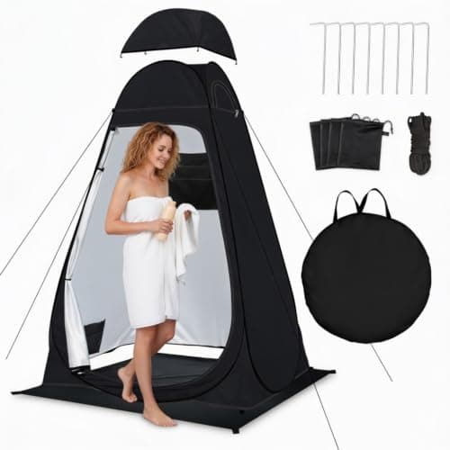 Pop Up Toilet Tent, Portable Shower Privacy Tent for Camping, Dressing Room Privacy Shelter, Changing Tent for Beach, Fishing, Hiking, Camping Shower Tent- UV Protection with Carrying Bag -Black