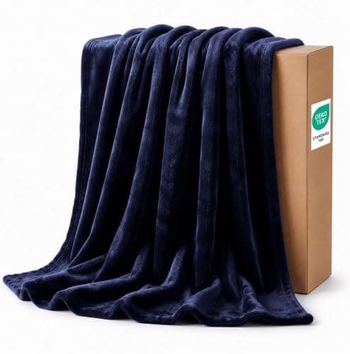 IR Imperial Rooms Fleece Blanket Navy Blue, Throw/Single 130X150 Cm