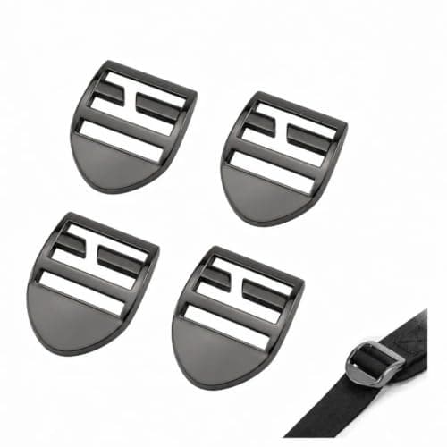 ENNJING 4 Pcs Metal Ladder Lock Buckles 25mm, Heavy-Duty 4-Position Strap Adjuster Clips for Backpacks, Luggage Straps, Seat Belts & Pet Leashes – Black Webbing Adjuster Replacement Buckles