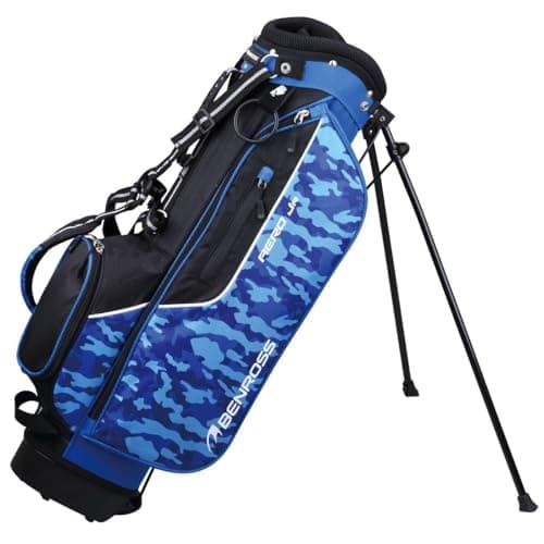Benross Junior Aero Golf Stand Bag Age 9‑12 – Lightweight Kids Golf Bag with Stand, 4‑Way Divider, Dual Padded Straps & Rain Hood – Blue