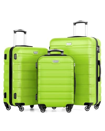 COOLIFE 3 Piece Luggage Set for Family,ABS+PC, Lightweight Durable Suitcase