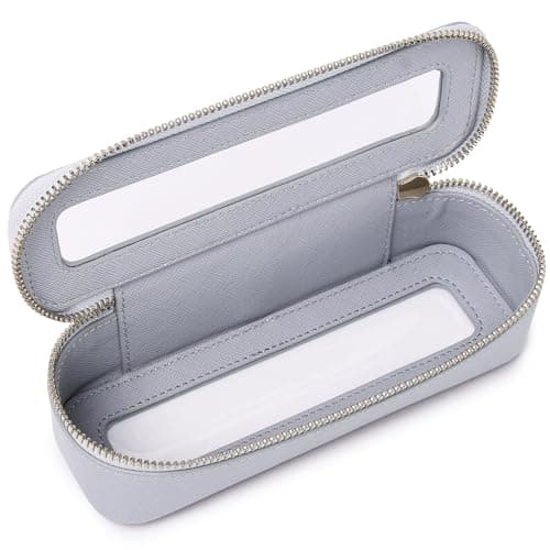 Pinkmik Makeup Brush Bag Slim Clear Makeup Bag Transparent Travel Cosmetic Case & Toiletry Bag with Zipper Small Beatuy Makeup Bag Purse Organizer for Women, Gray, SLIM-3, Makeup Brush Case
