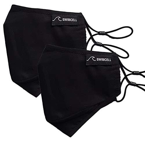 SwimCell Reusable Face Masks for Adults - 100% Cotton- Black (2 Pack)