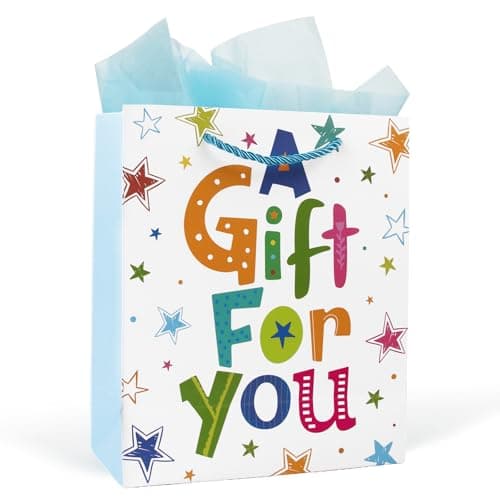 Small Gift Bag for Presents with Tissue Paper for Boys Birthday