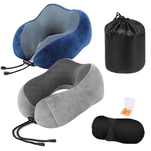 SpeXyngial Travel pillow,Memory Foam Travel Neck Pillow with Spare Cover - Comfortable & Washable Support for Long Flights, Road Trips, and Office Naps, Adjustable Fit for Adults & Teens (NAVY)