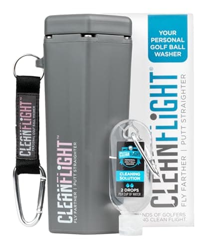 Clean Flight Premium Golf Ball Washer - Portable Cleaner for Golf Bag or Cart - Ladies Golf Best Golf Accessories Gifts for Men & Women (Washer -1 Pack Grey with Pink)