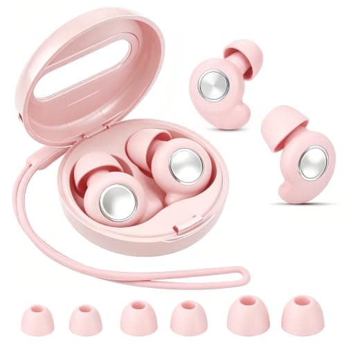 Noise Cancelling Ear Plugs for Sleep & Sleeping, Reusable Silicone Earplugs for Travel, Concerts & Side Sleepers, Ultra-Soft Noise Reduction for Snoring & Tinnitus Relief, 4 Sizes (Pink)