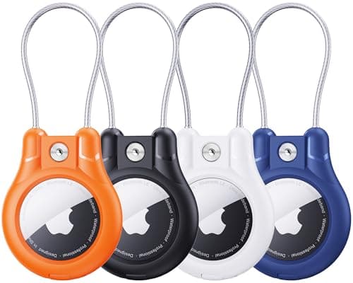 Citymore for Airtag Holder with Wire Cable,Secure Airtag Keyring,Waterproof for Apple AirTag (1st & 2nd Generation) Case for Keys,Key Ring,Luggage Black,White,Blue,Orange