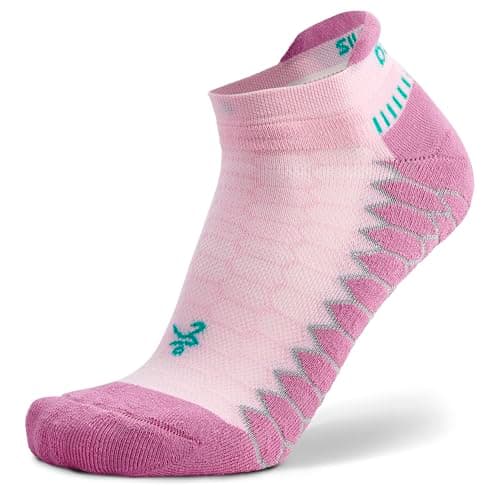 Balega Silver Antimicrobial No-Show Compression-Fit Running Socks for Men and Women, 1 Pair, Breathable, Cushioned, Moisture-Wicking, Ergonomic Fit, Super Pink, Small (UK Size 4-7)