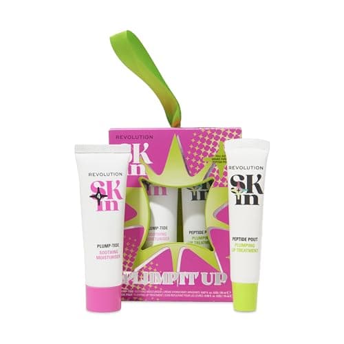 Revolution Skin Plump It Up Gift Set, Features Plump-Tide Moisturiser & Peptide Pout Lip Balm, Travel-Size, Vegan & Cruelty-Free