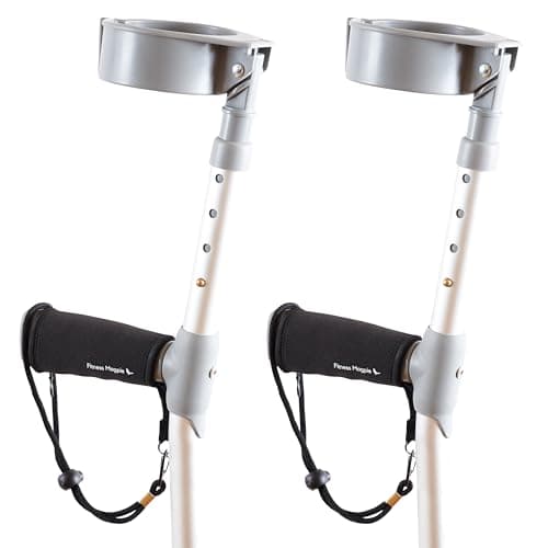 Fitness Magpie Neoprene Crutches Handle Pads – Comfortable Anti Slip Hand Grip with Wrist Strap Technology – Pair of Cushion Crutch Pads for Walking Sticks UK (Black)