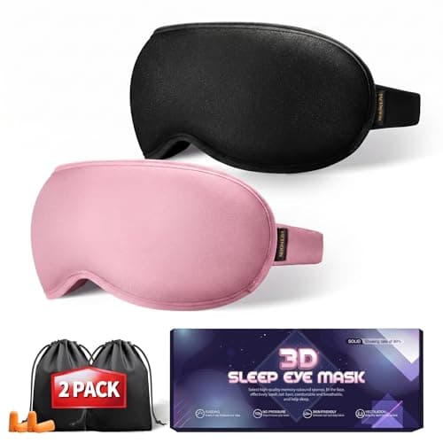 Facemoon Blackout Eye Mask 2 Pack - 3D Weighted Sleep Masks for Women Men