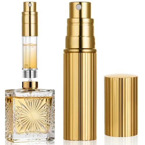 AUYAO 5ml Perfume Atomiser Perfume Travel Bottle Mini Perfume Atomiser Bottle Refillable Bottles Portable Mini Spray Travel Bottle Portable Perfume Dispenser for Purse Handbag Pocket Luggage(Gold)