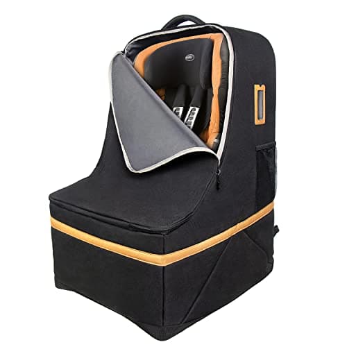 Hap Tim Car Seat Travel Bag, Padded Carseat Cover for Airplane, Portable Car Seat Carrier for Airport Essentials, Infant Car Seat Travel Backpack, Family Travel Accessories, Black(CSTB-2242)