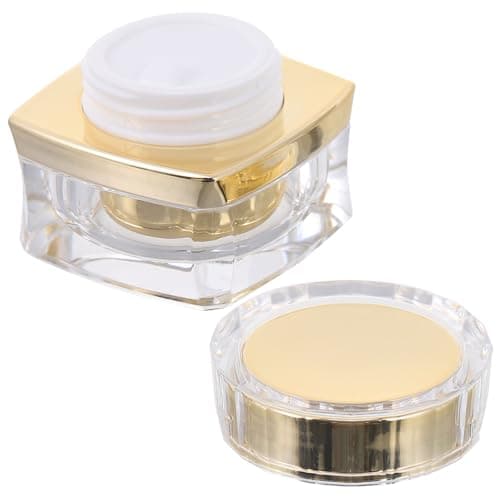 jojofuny G Acrylic Portable Travel Cream Bottle with Golden Flat Lid, Reusable and Stackable Small Storage Container for Moisturisers and Lotions, Sampling Bottle for Cosmetics
