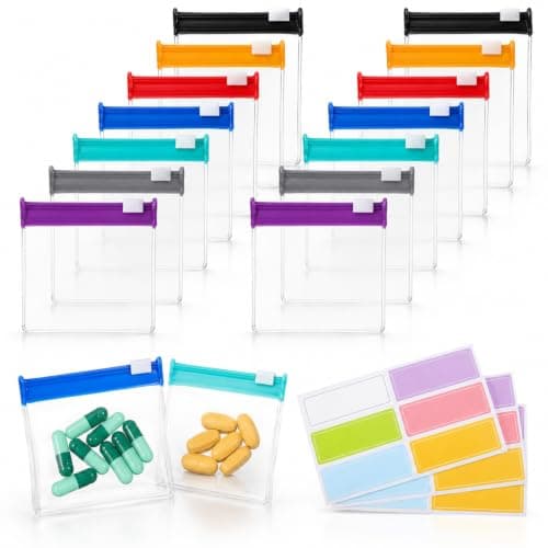 Hpmjz 14 Pcs Pill Pouch Bag Set Medicine Bag for Travelling with Slide Lock