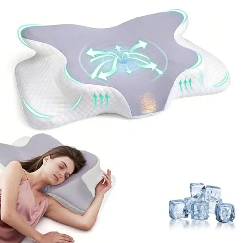 FSTIANXIA Memory Foam Pillow for Neck and Shoulder Pain,Orthopedic Cervical Pillow,Ergonomic for Side Sleeper,Superior Comfort for Side, Back & Stomach Sleep,Blue