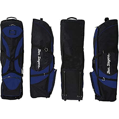 Ben Sayers Deluxe Golf Travel Flight Bag Cover with Wheels | Durable Padded Case for Clubs | Easy Carry or Wheeled Rolling | Black