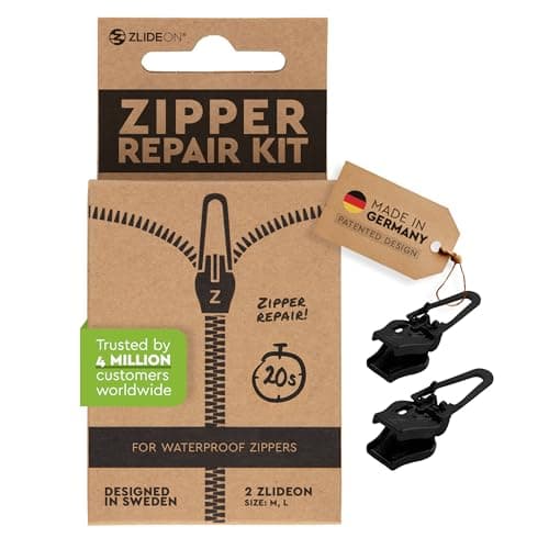 Zlideon Zipper Repair Kit for Waterproof Zippers Multipack 2pcs - Black (L)