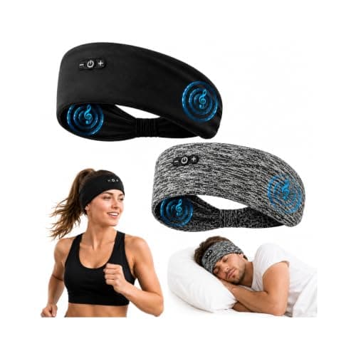 ZRUHIG 2-Pack Sleep Headphones Headband, Black & Grey