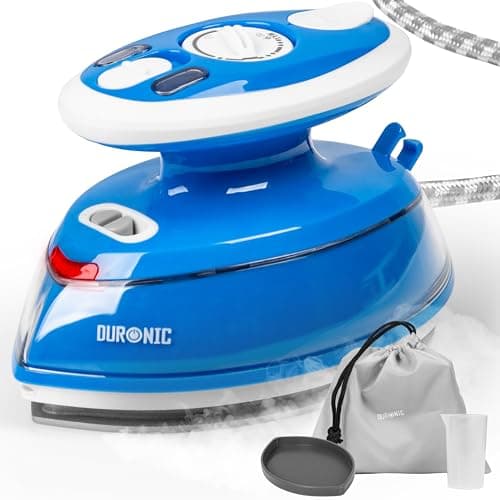 Duronic Travel Iron SI3 BE 400W Mini Irons with Dual Voltage, Variable Temperature Portable 35ml Blue Steam Iron for Holiday Quilting Crafts Compact Design for Travelling
