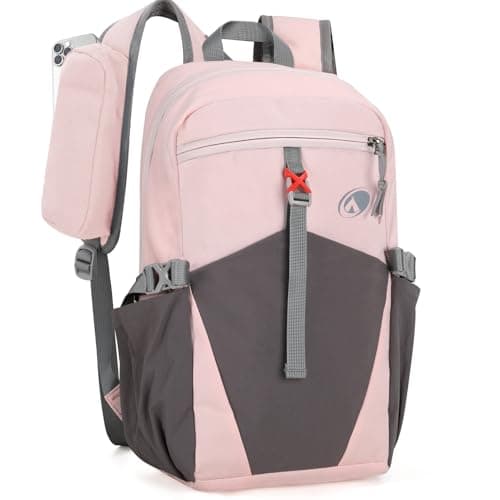 Outplea 12L Small Hiking Backpack for Women Girls, Mini Waterproof Casual Daypack with Phone Holder, Children's Outdoor Rucksack, Pink