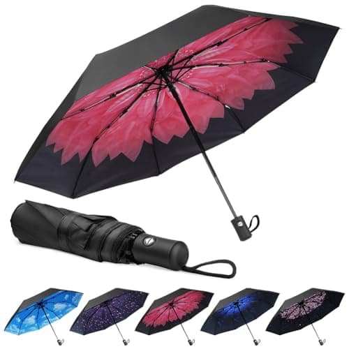 Aolso Travel Umbrella - Windproof Automatic, 8 Ribs Compact Folding, Auto Open/Close, Portable for Men & Women