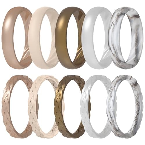 ThunderFit Silicone Rings for Her - Mix Women's Silicone Wedding Rings, 4.5 - 5 (15.70mm), Silicone, No Gemstone