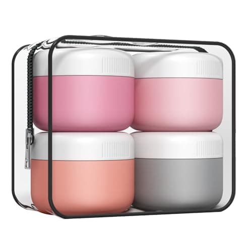 Travel Pots, Containers for Toiletries by Aurdox, Silicone Cream Jars with Spatulas Tool and Clear Bag,TSA Approved Mini Travel Size Containers,Leak-proof Essentials for Cosmetic 40ml