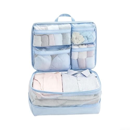 Compressible Travel Bag 17.7in Space Saving Design(Blue)