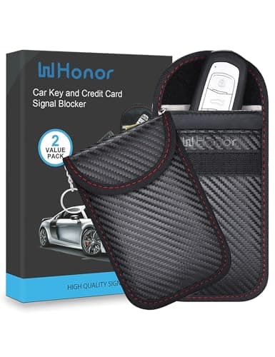 WHonor Faraday Pouch for Car Keys, Premium Keyless Entry Signal Blocker, Military-Grade Anti-Theft RFID Blocking Key Fob Protector for Car Security (2 Pack)
