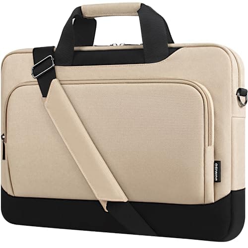 DOMISO 17-17.3 Inch Laptop Sleeve Business Briefcase Shoulder Bag - Compatible with 17" Laptops, Beige