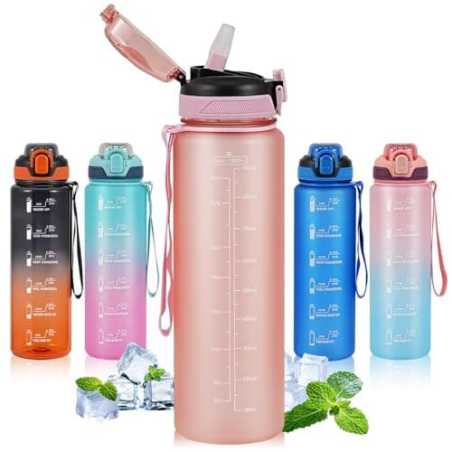 SEASEVEN Sports 1L Water Bottle with Straw for Gym,Office(Pink2)