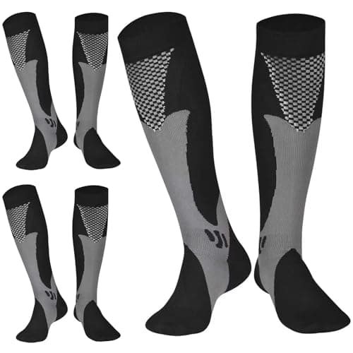 Compression Socks (3 Pairs) for Men Circulation 20-30 mmhg Medical Compression Stockings Women Nursing (Black, L-XL)