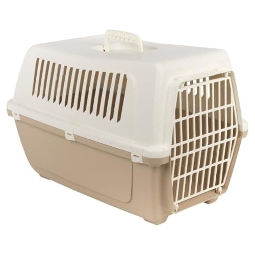 URBNLIVING Plastic Pet Carrier Dog Cat Travel Crate (Brown-Medium)