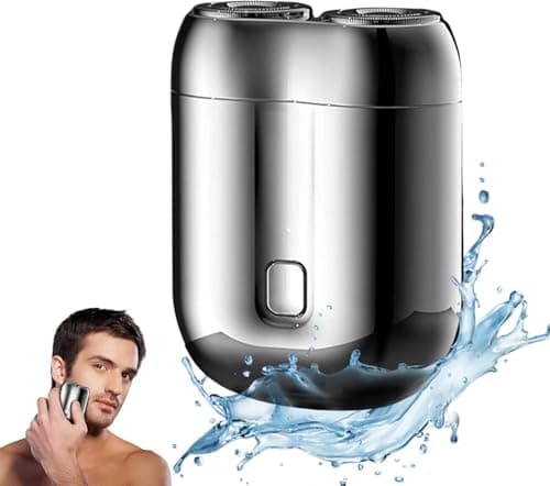 2026 Upgraded Waterproof Mini Electric Shaver for Men – Portable Cordless Travel Shaver with Deep Cleaning, Multi-Functional Trimmer & Gentle Grooming (Silver)